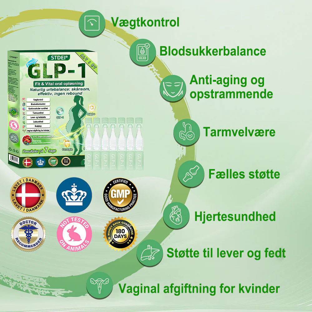 🇩🇰Online butik🌲𝑆𝑇𝐷𝐸𝐼® NAD+ GLP-1 Fit & Vital Oralopløsning (1× dagligt) ✅ Velegnet til overvægt, hjerte-kar-sundhed, diabetes, søvnapnø, tarmhelse, ledsproblemer og andre sundhedsbehov